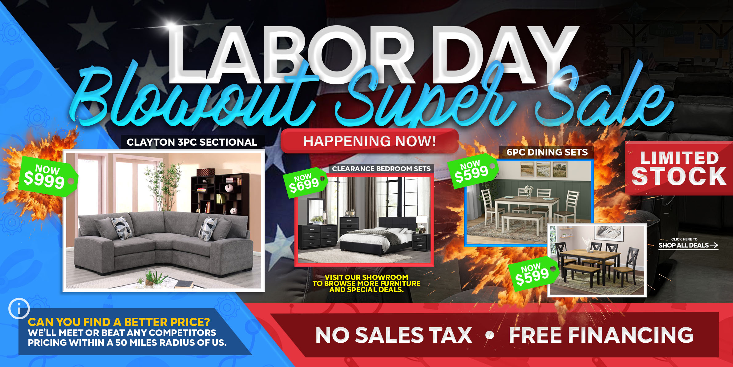 Labor Day Blowout Super Sale Discount Furniture Sale at The Furniture Shack Store located in Portland, OR.