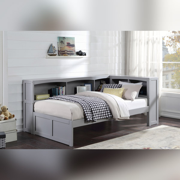 Youth Twin Bed Collection Furniture, Grey Twin Bed Frame With Headboard