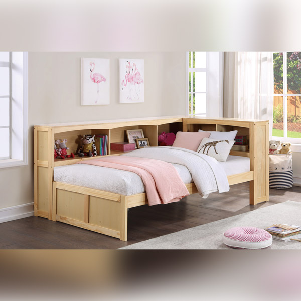 Youth Twin Bed Collection Furniture, White Twin Bed Frame With Bookcase Headboard