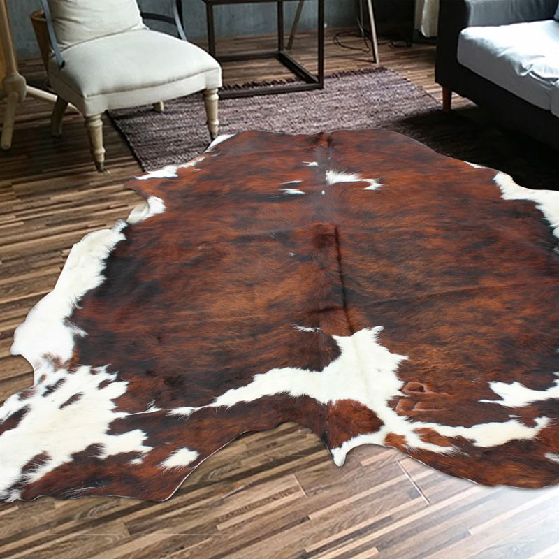 COWHIDE LEATHER RUGS 100% Real TRICOLOR COW HIDE SKIN CARPET AREA 18-35 SQFT 