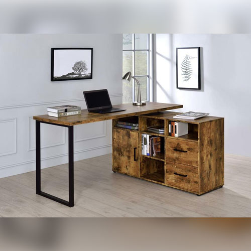 Brown L-Shaped Desk