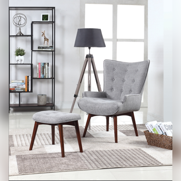Omari Accent Chair with Ottoman