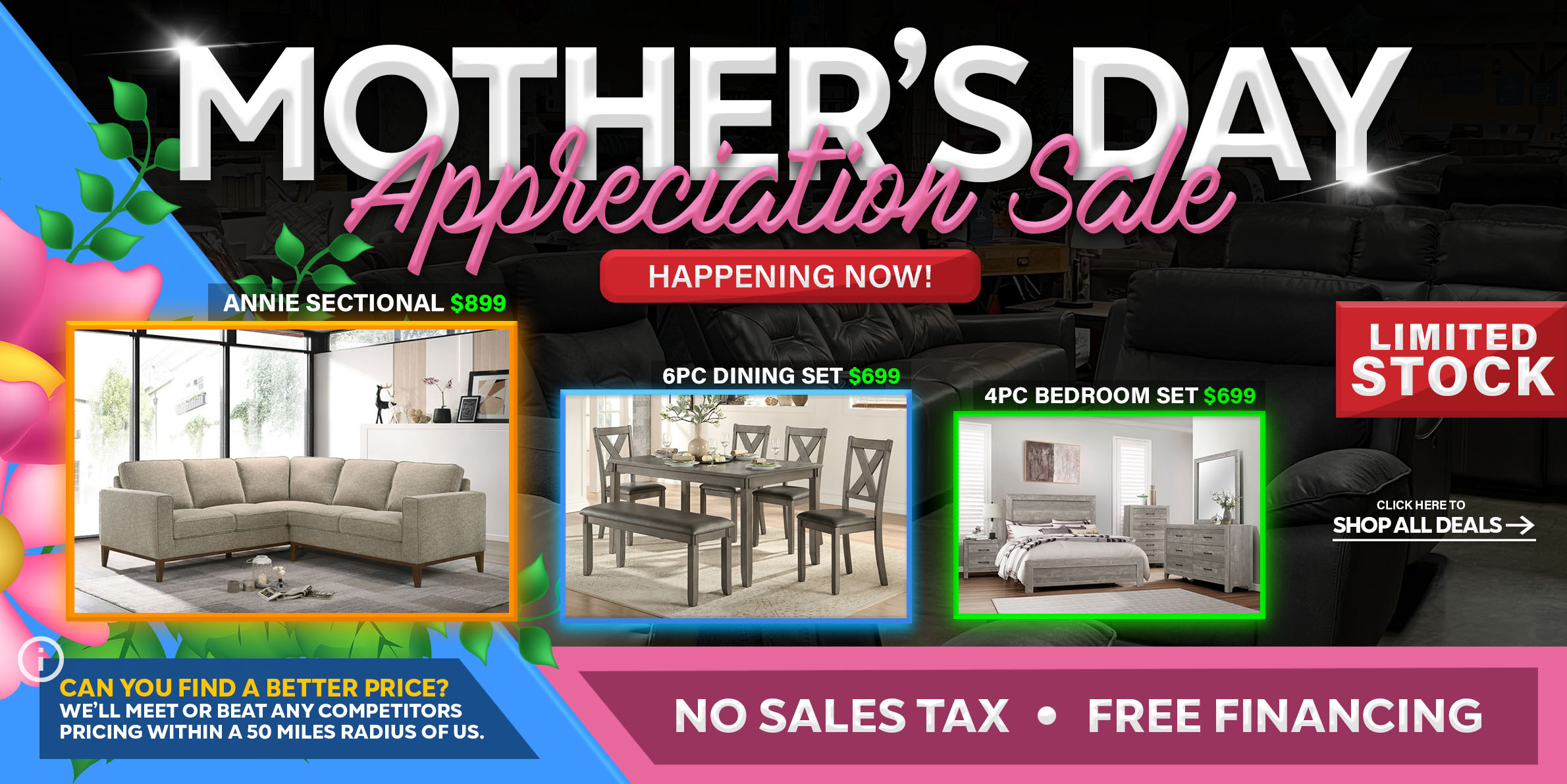 Mothers Day Discount Furniture Sale at The Furniture Shack Store located in Portland, OR.